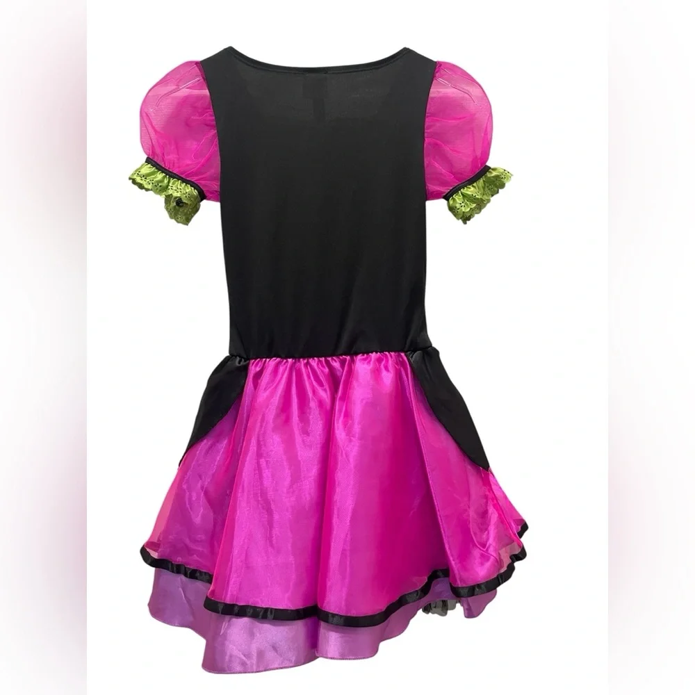 Disney Alice in Wonderland Mad Hatter Girls Costume Dress Pink‎ Green 8/10 Tulle